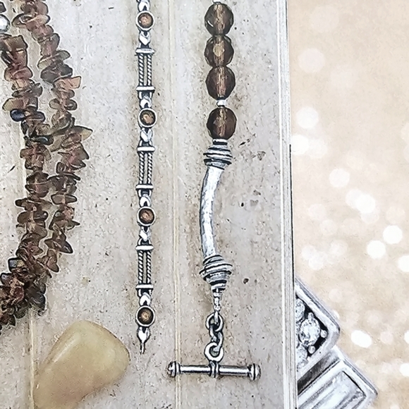 RARE Silpada Sterling Silver Smokey Topaz Clover Charm Bracelet B0689 *Firm* - Picture 13 of 13